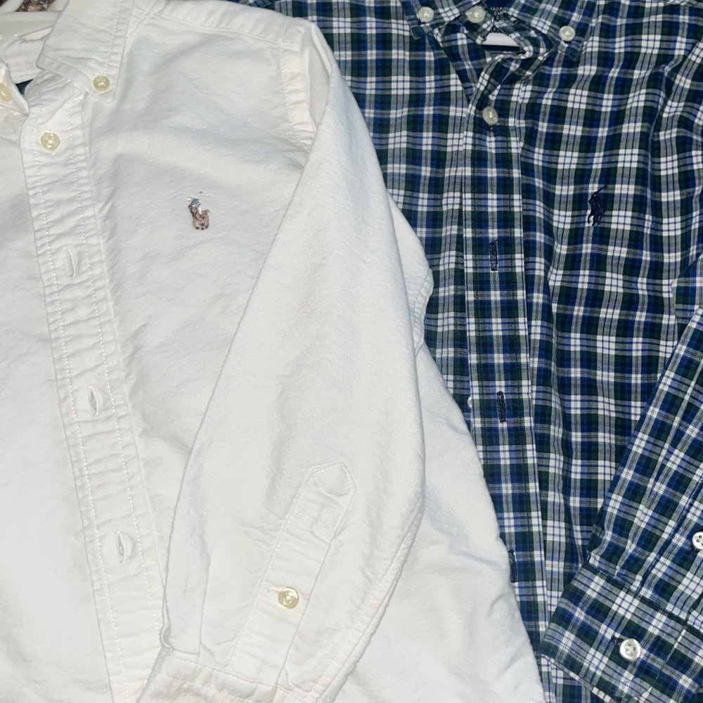 Polo by Ralph Lauren Kids White and Blue Plaid Button Down Shirts